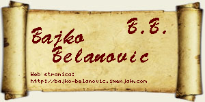 Bajko Belanović vizit kartica